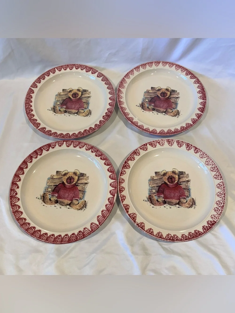 Stoneware Teddy Bear Dinner Plates Set of 4